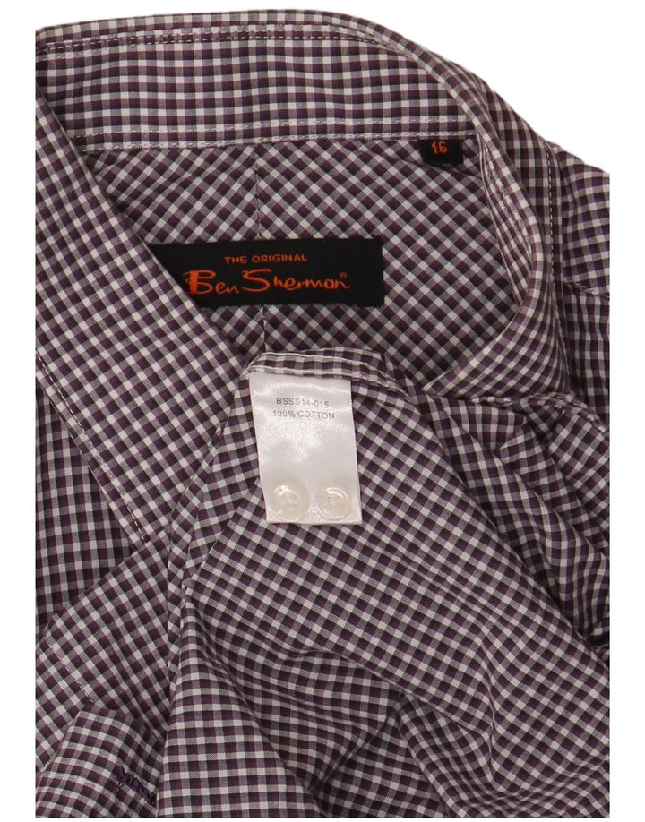 Koszula męska Ben Sherman rozmiar 16, duża, fioletowa bawełniana kratka