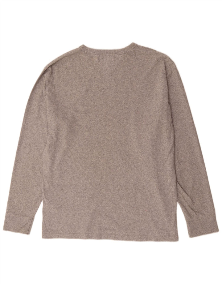 Męski top Tommy Hilfiger o regularnym kroju z grafiką, z długim rękawem, średnio szary, nakrapiany