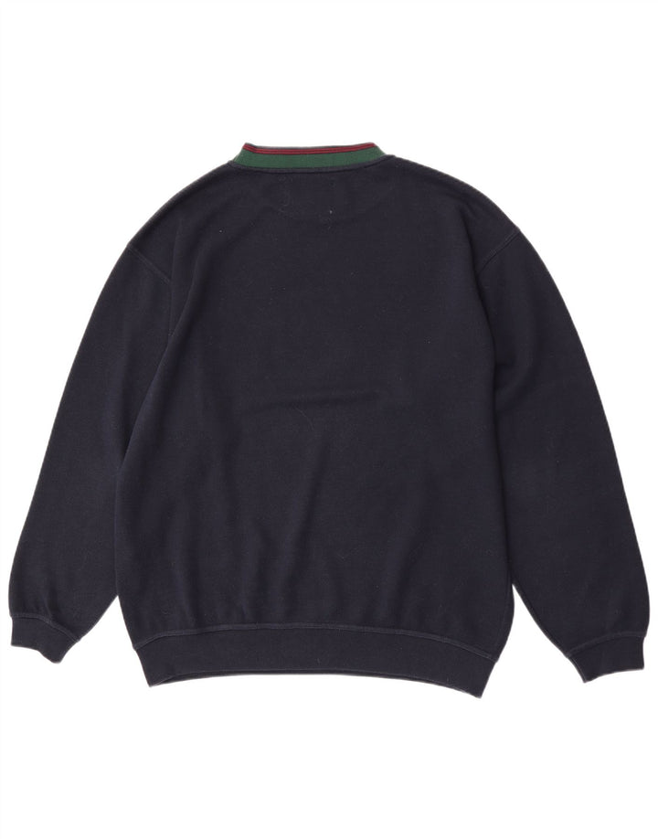 Męska bluza z grafiką w stylu vintage o regularnym kroju, duża, granatowa, bawełniana