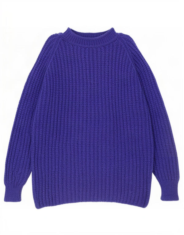 Vintage męski sweter z golfem, średni niebieski