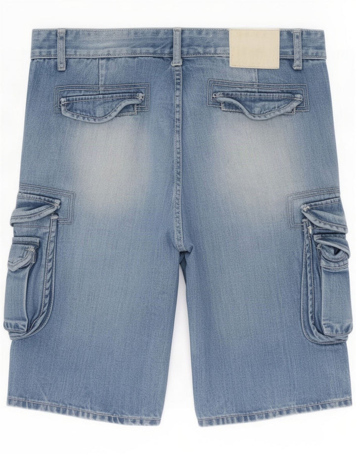 Automatyczne męskie spodenki jeansowe cargo IT 52 XL W38 niebieska bawełniana