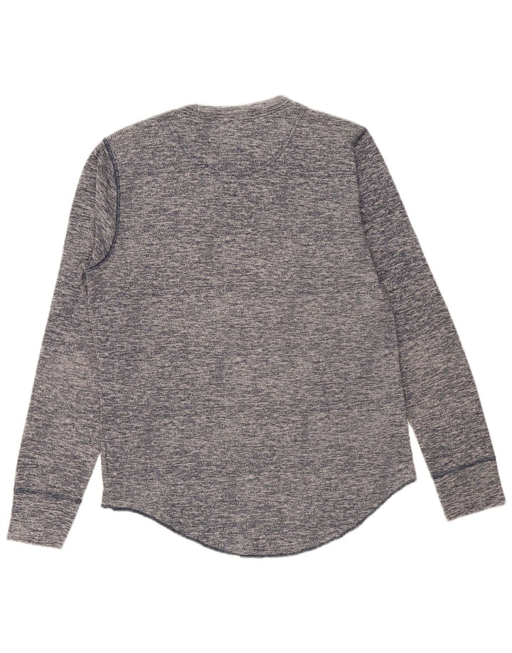 HOLLISTER Męski top z długim rękawem, średni, granatowy, bawełniany w cętki