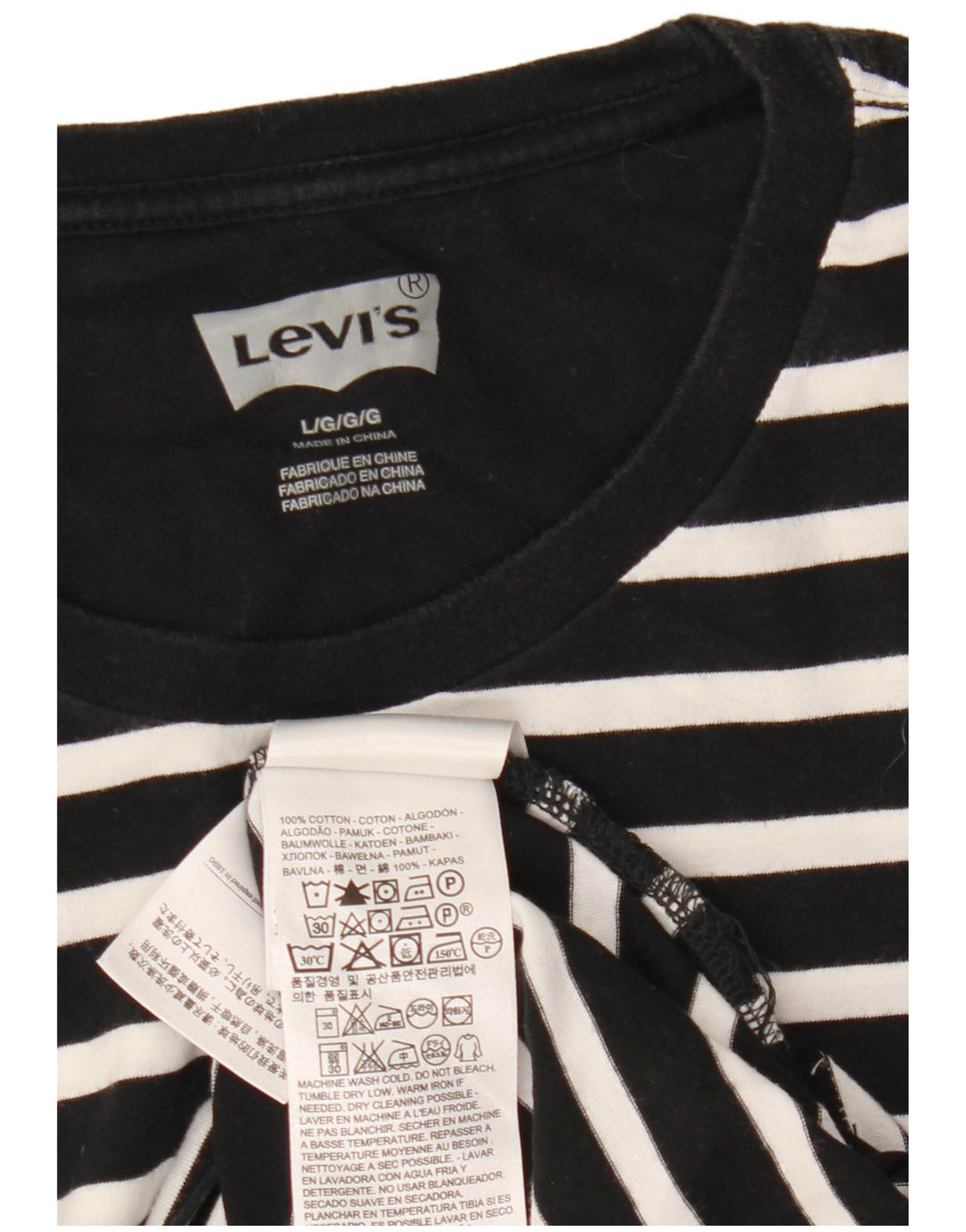 Męski t-shirt Levi's Top, duży, czarny, bawełniany w paski