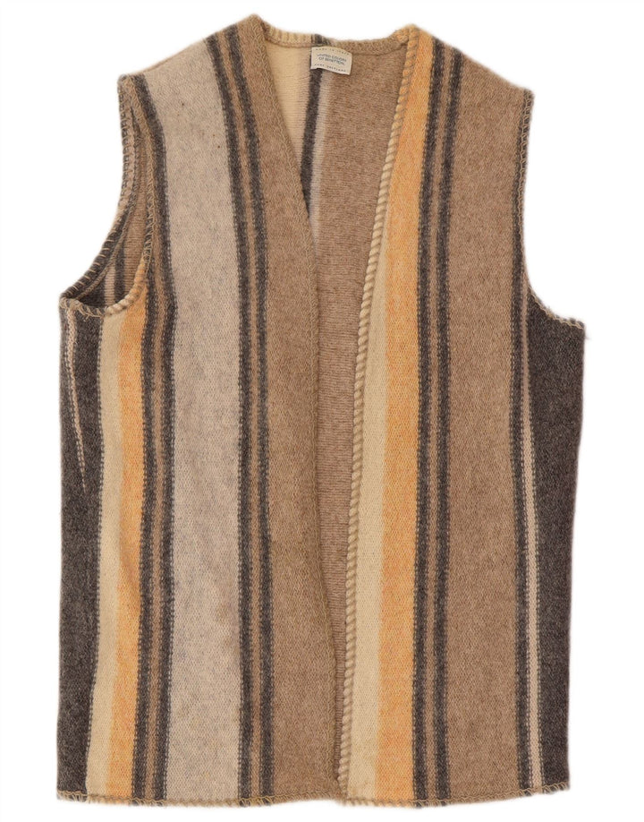 Damski sweter rozpinany bez rękawów Benetton UK 16, duży, wielobarwny, wełniany