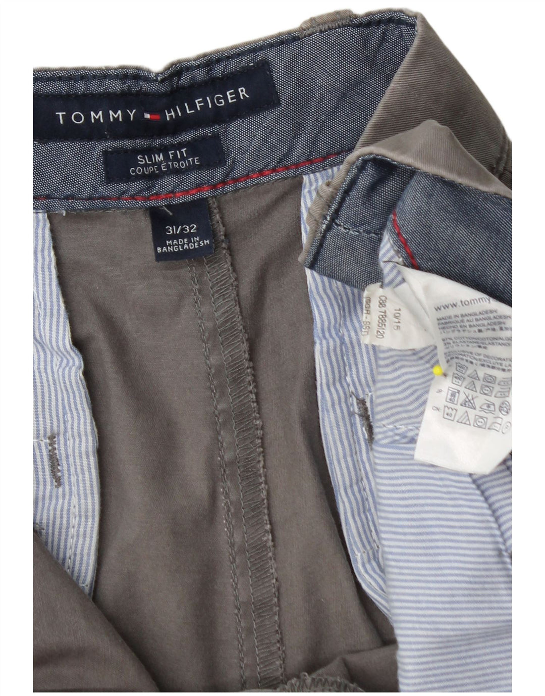 Męskie spodnie chino TOMMY HILFIGER Etroite Slim Fit W31 L32 Szara bawełna
