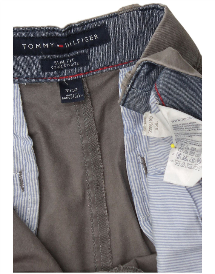 Męskie spodnie chino TOMMY HILFIGER Etroite Slim Fit W31 L32 Szara bawełna