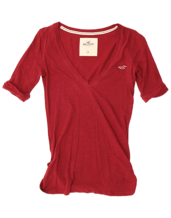 T-shirt damski Hollister Top UK 6 XS, czerwony, bawełniany