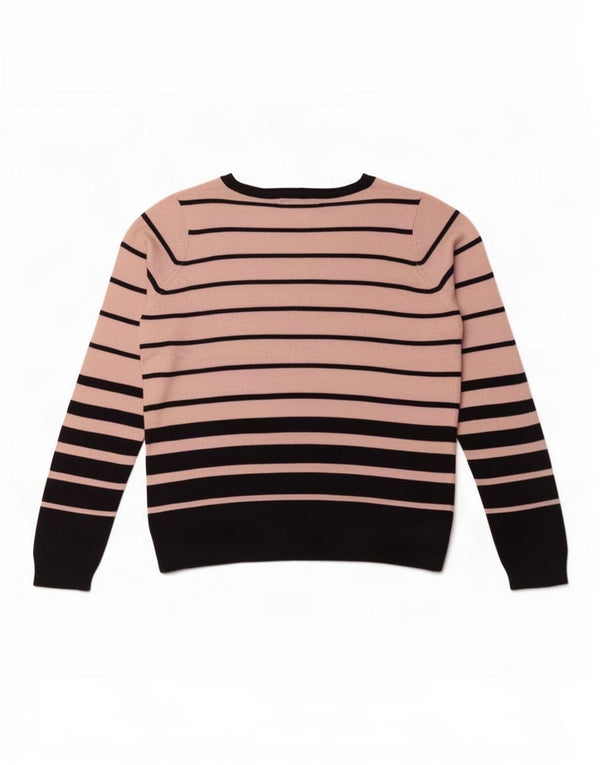 Marks & Spencer Damski sweter z dekoltem w kształcie litery V, UK 14, duże, różowe paski