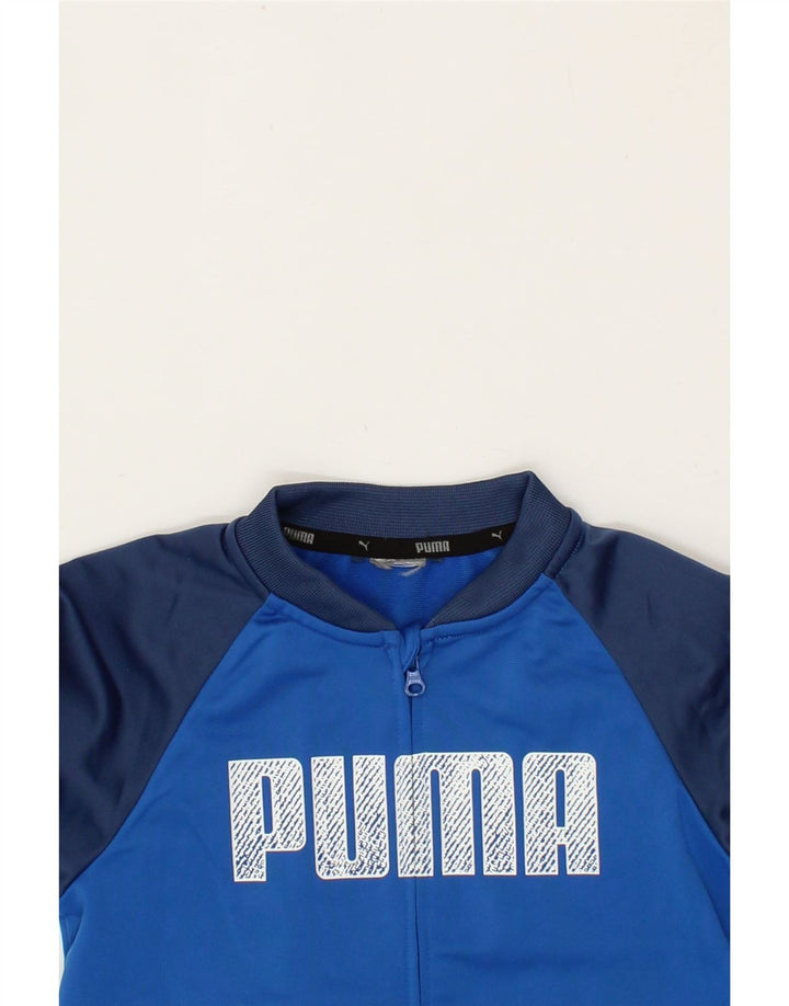 PUMA Girls Graphic Tracksuit Top Jacket 3-4 Years Blue Colourblock Vintage Puma and Second-Hand Puma from Messina Hembry 
