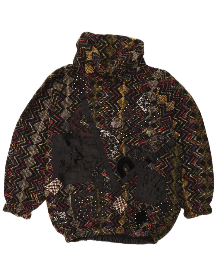 Vintage damski sweter z golfem UK 20 2XL wielokolorowy retro