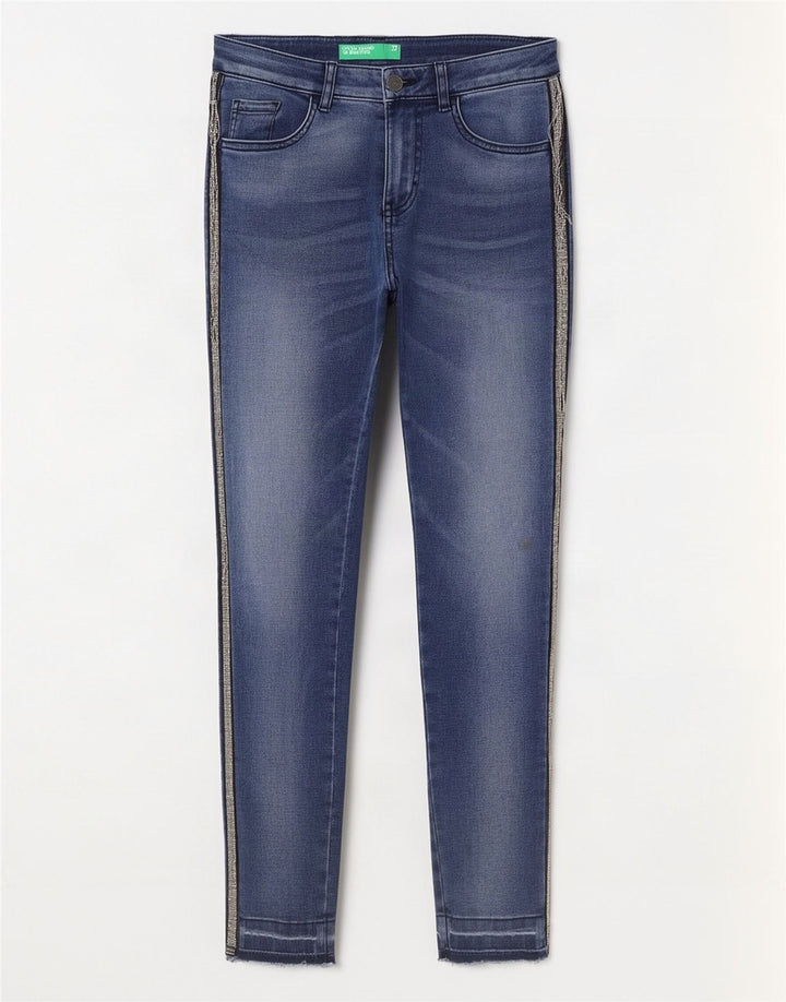 Damskie jeansy obcisłe Benetton W27 L27 niebieskie