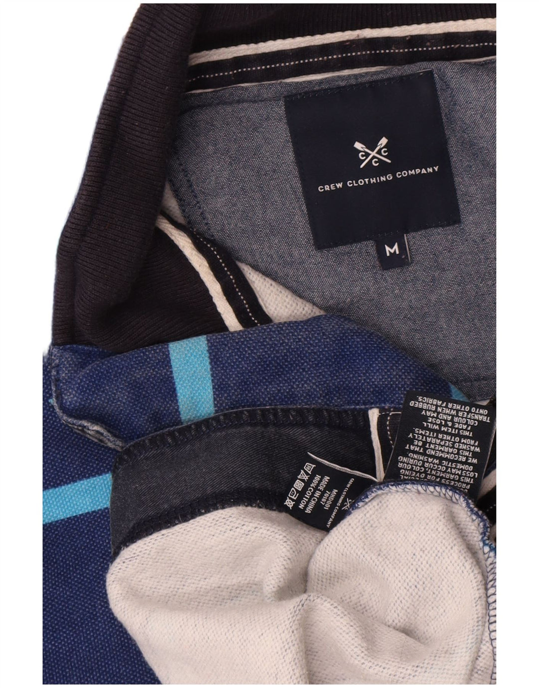 Crew Clothing Męska bluza z zamkiem błyskawicznym i średnim granatem w paski