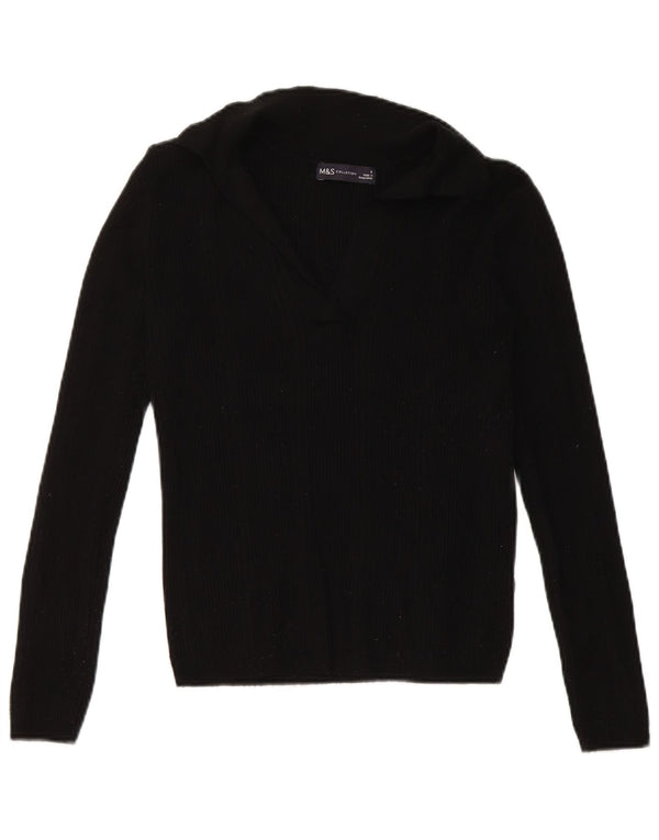 Marks & Spencer Damski sweter z krótkim rękawem, UK 8, mały, czarny