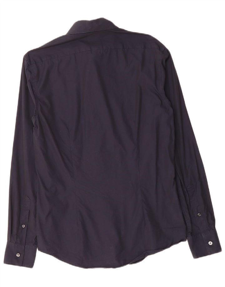 CALVIN KLEIN Męska koszula slim fit, mała, granatowa, bawełniana