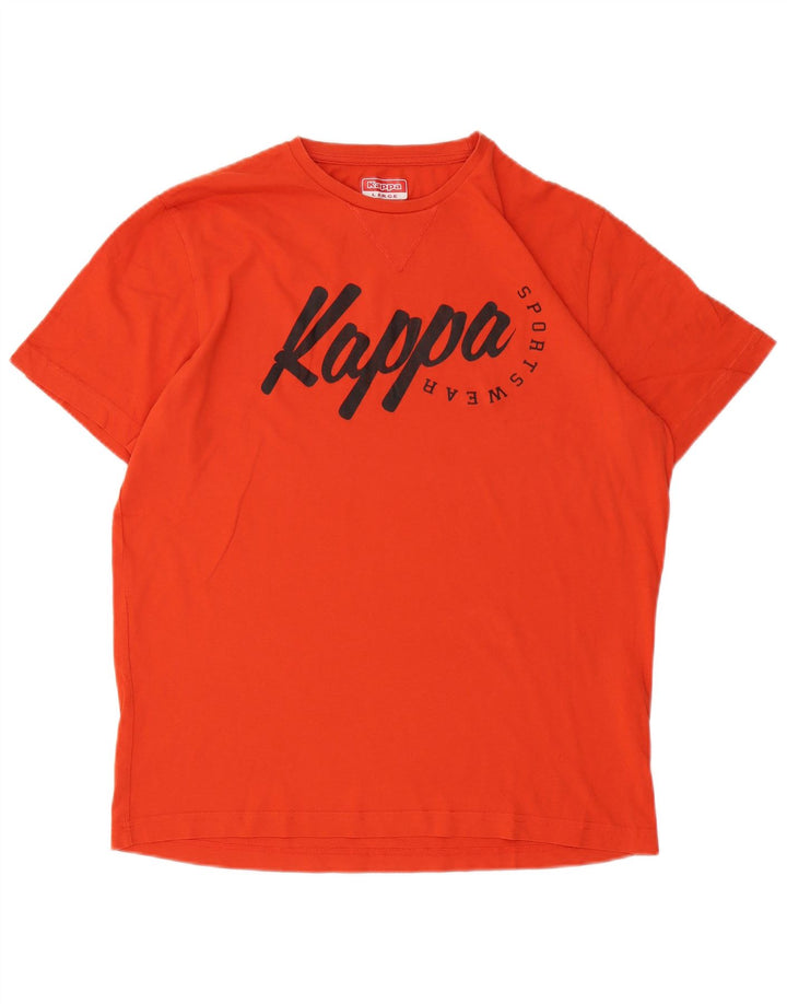 Męski T-shirt z grafiką Kappa, duży, pomarańczowy, bawełniany