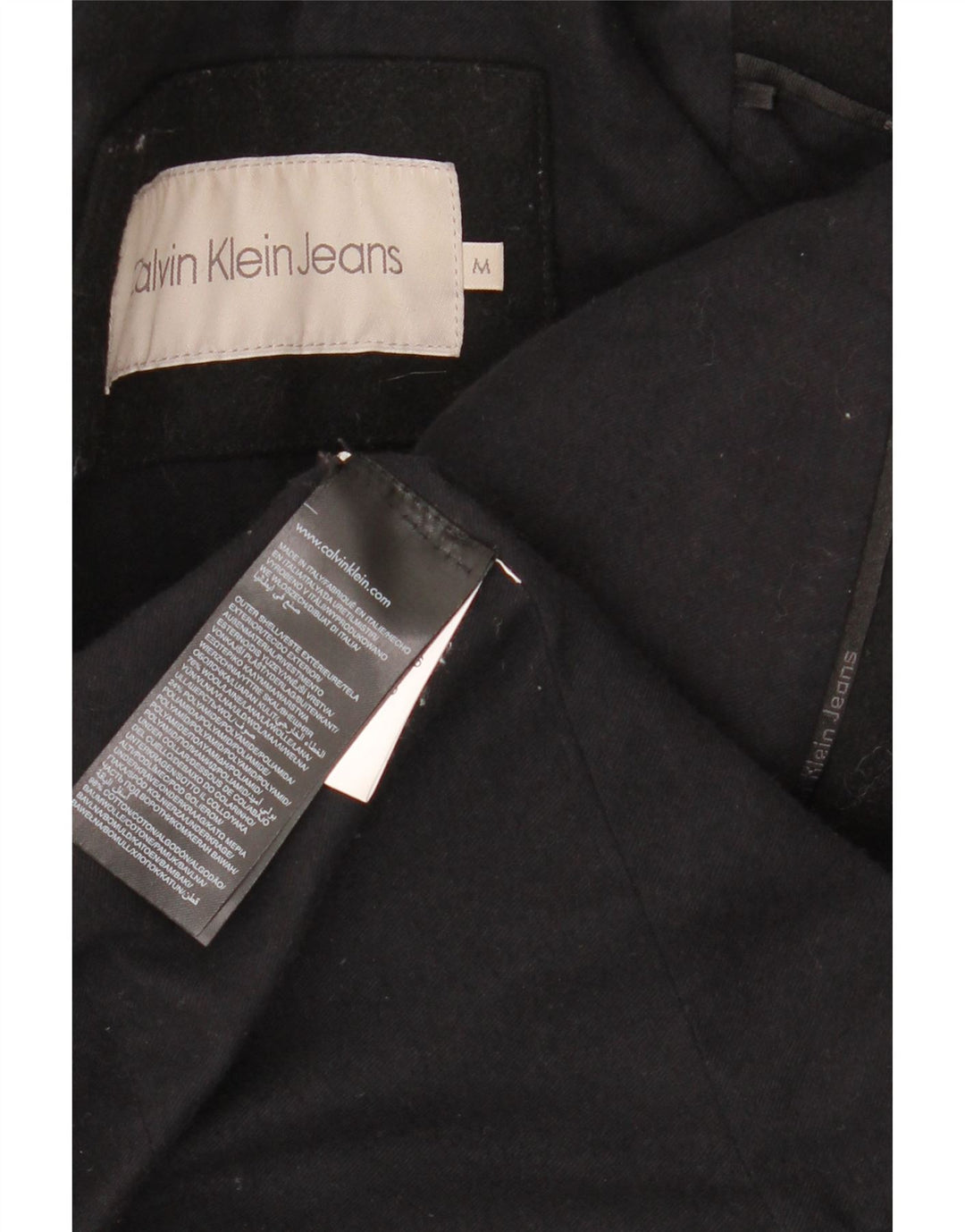 CALVIN KLEIN JEANS Damski płaszcz groszkowy UK 14 Średniej czarnej wełny