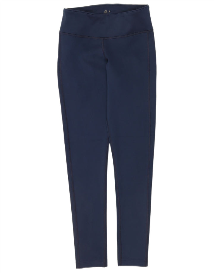 Legginsy damskie REEBOK UK 8/10, małe, granatowe, poliester