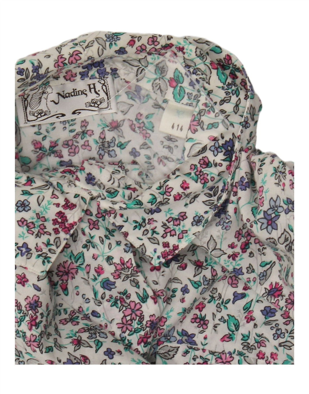 Damska bluzka koszulowa z krótkim rękawem Nadine H EU 38 Średniobiała w kwiaty