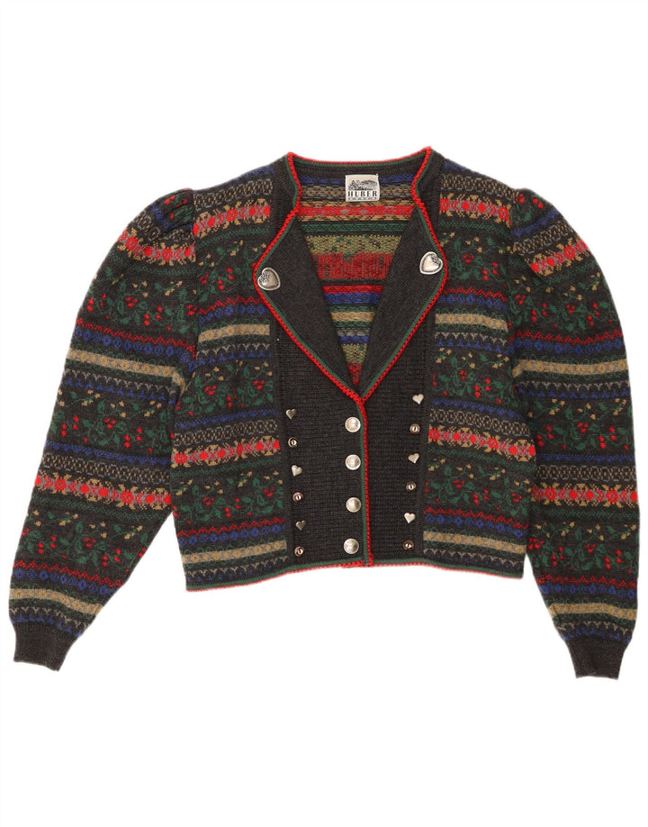 Huber Mode & Tracht Damski sweter rozpinany EU 40 Średni szary w kwiaty