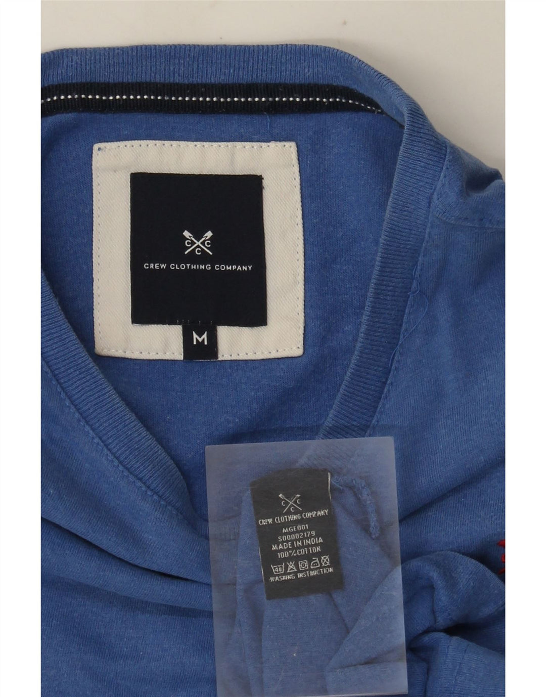 Crew Clothing Męski T-shirt Top Średni Niebieski Bawełniany
