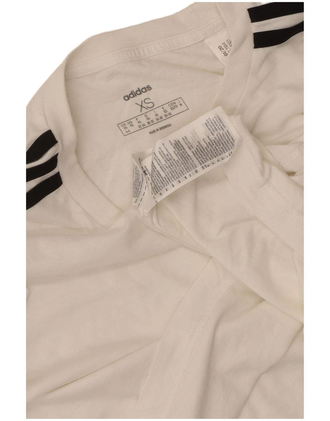 Damska koszulka oversize ADIDAS Crop Top UK 4/6 XS, biała bawełna