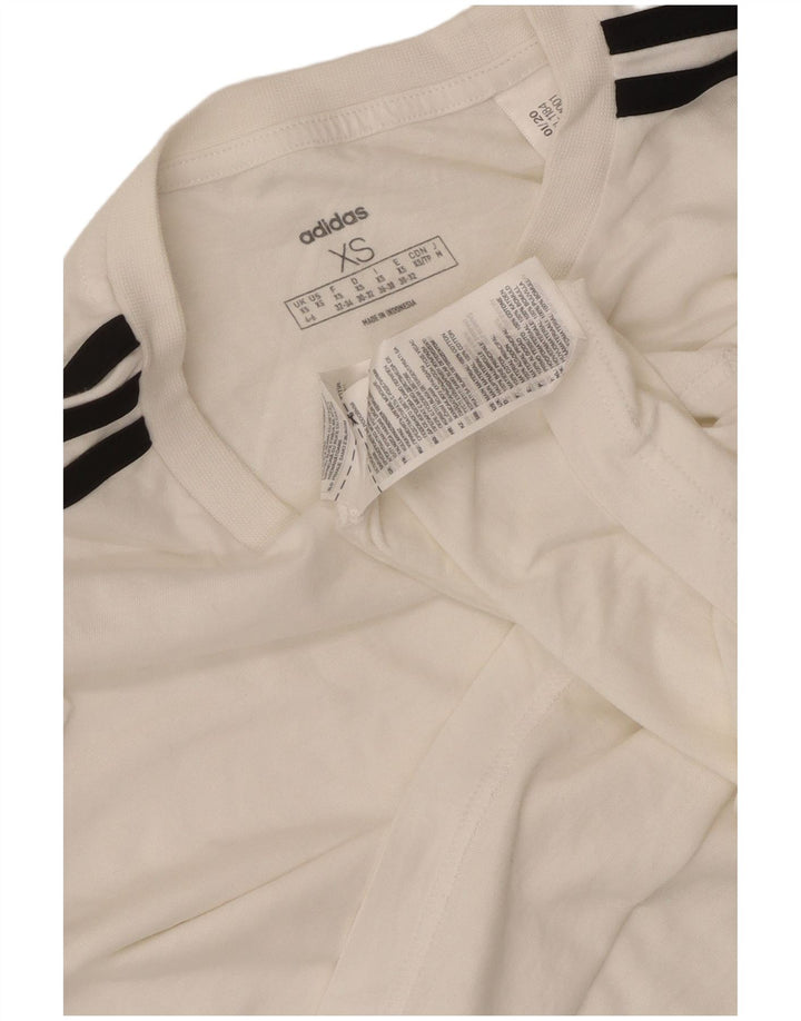 Damska koszulka oversize ADIDAS Crop Top UK 4/6 XS, biała bawełna