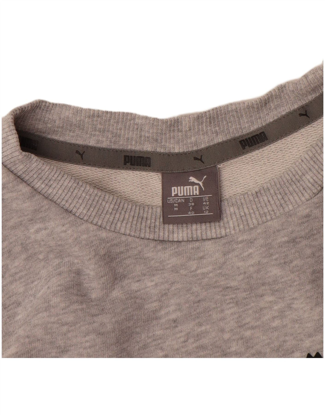 Damska bluza z grafiką Puma, sweter UK 12, średnia szara, nakrapiana bawełna