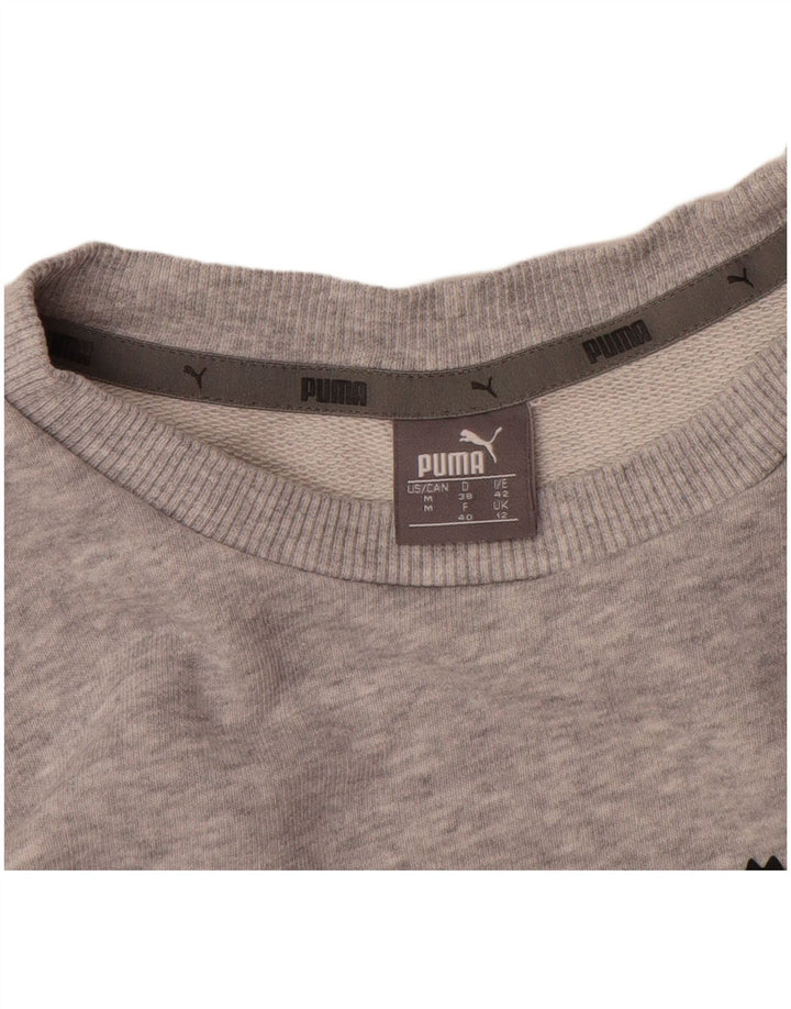 Damska bluza z grafiką Puma, sweter UK 12, średnia szara, nakrapiana bawełna