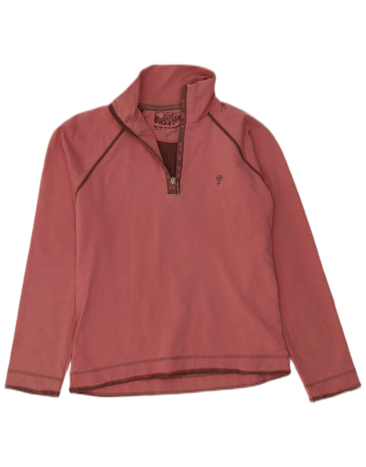 Damska bluza z zamkiem błyskawicznym Fat Face UK 8, mała, różowa bawełna