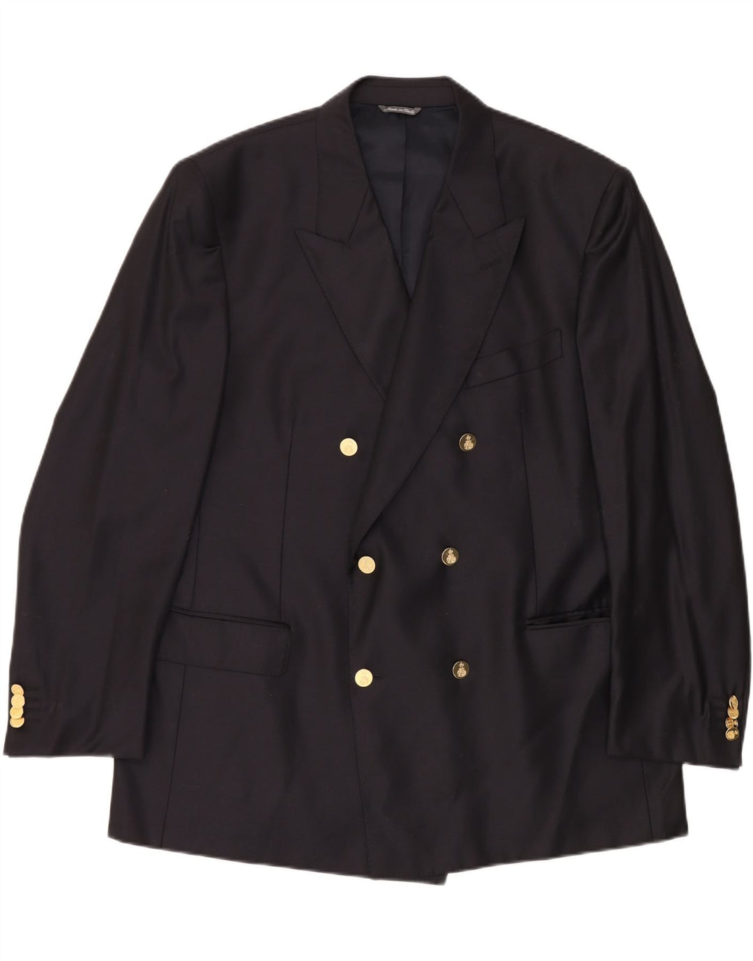 Męska marynarka dwurzędowa VINTAGE UK 40, duża, granatowa