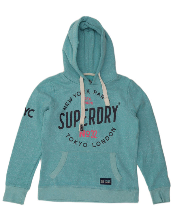 SUPERDRY Damska bluza z kapturem London Graphic UK 10 Small Blue Flecked