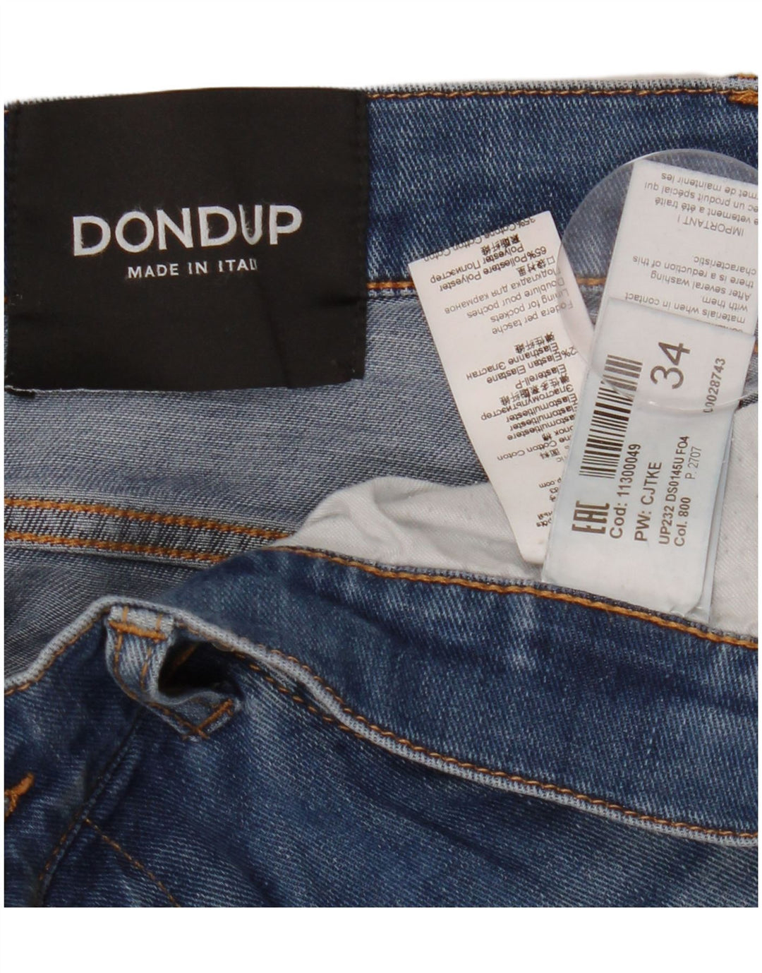 Dondup Męskie George Skinny Jeans W34 L32 Niebieska bawełna