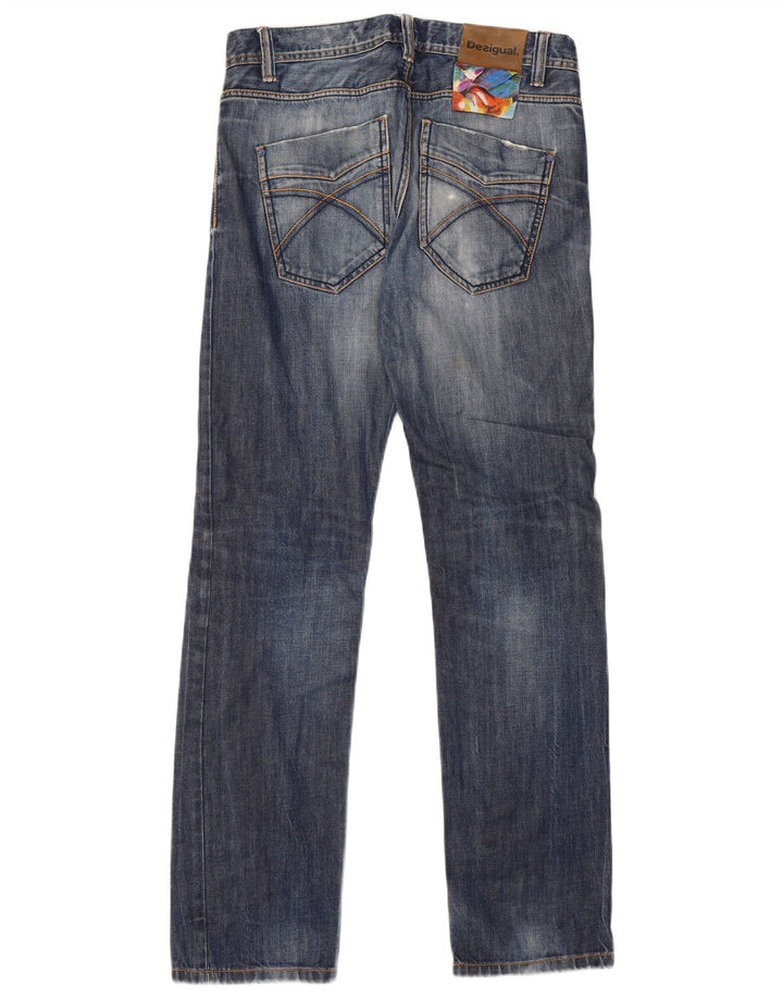 Desigual Męskie Proste Dżinsy W30 L33 Niebieskie Bawełniane