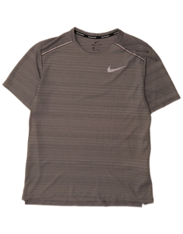 T-shirt męski Nike Dri Fit, poliester w średnie szare paski
