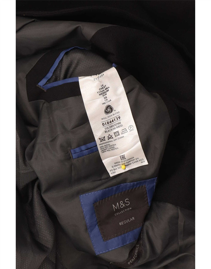 Marks & Spencer Męska marynarka zapinana na 2 guziki, UK 46 XL, czarna wełna