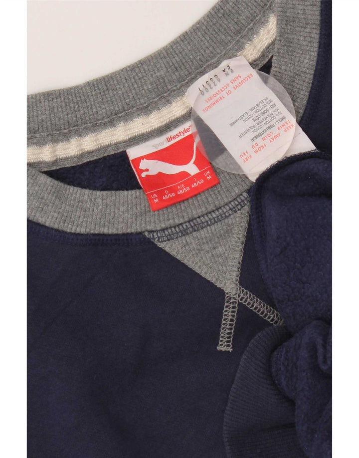 Męska bluza z grafiką Puma, sweter, średni granatowy, bawełniany blok kolorów