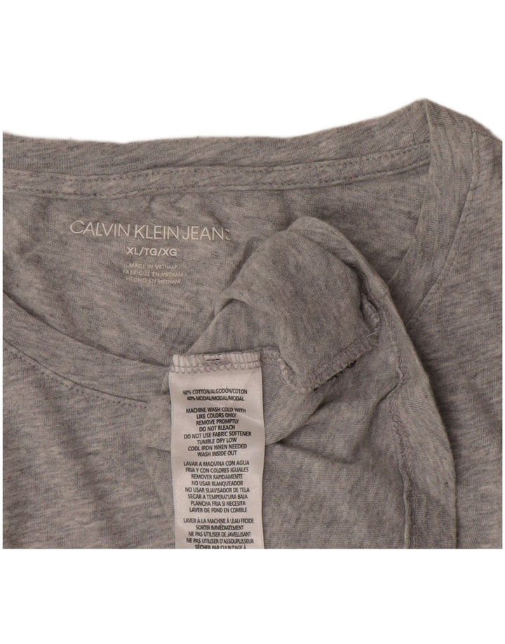 Damska koszulka z grafiką Calvin Klein Top UK 18 XL, szara bawełna