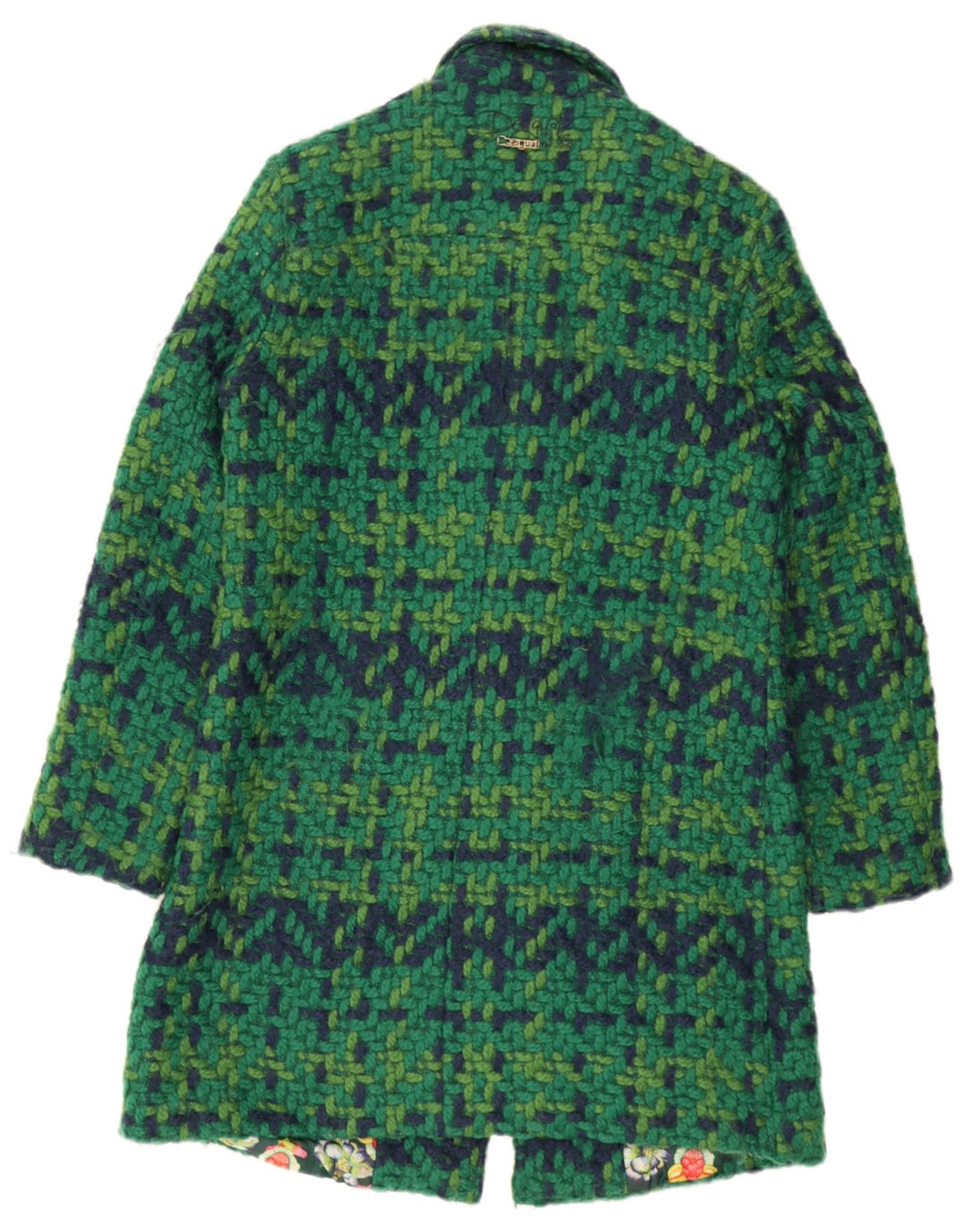 Desigual damski płaszcz EU 42 w dużą zieloną kratkę