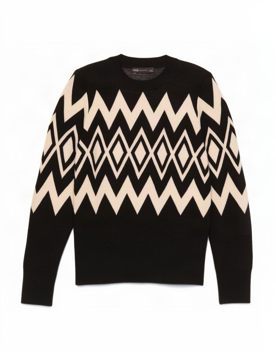 Sweter damski Marks & Spencer z okrągłym dekoltem, UK 12, średni czarny