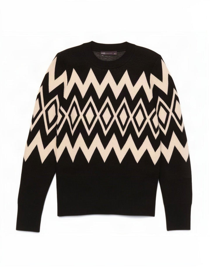 Sweter damski Marks & Spencer z okrągłym dekoltem, UK 12, średni czarny