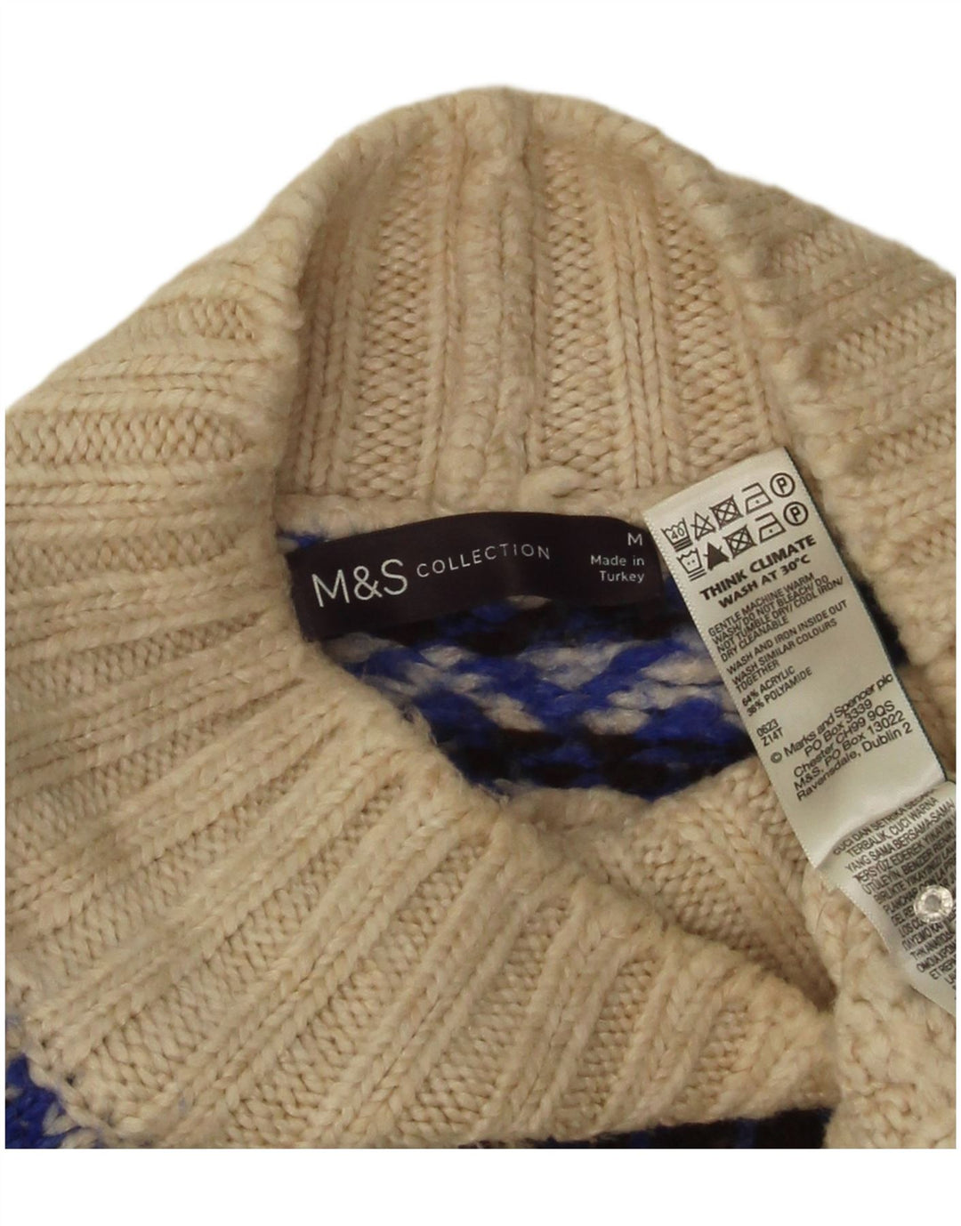 Marks & Spencer Damski sweter z golfem UK 14, średni złamanej bieli