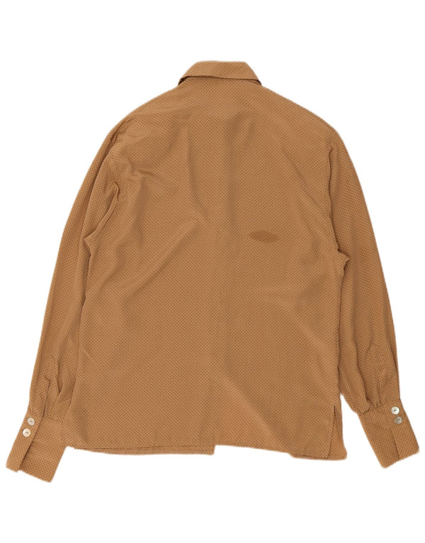Ravens Womens Oversized Shirt UK 10 Small Brown Spotted Polyester