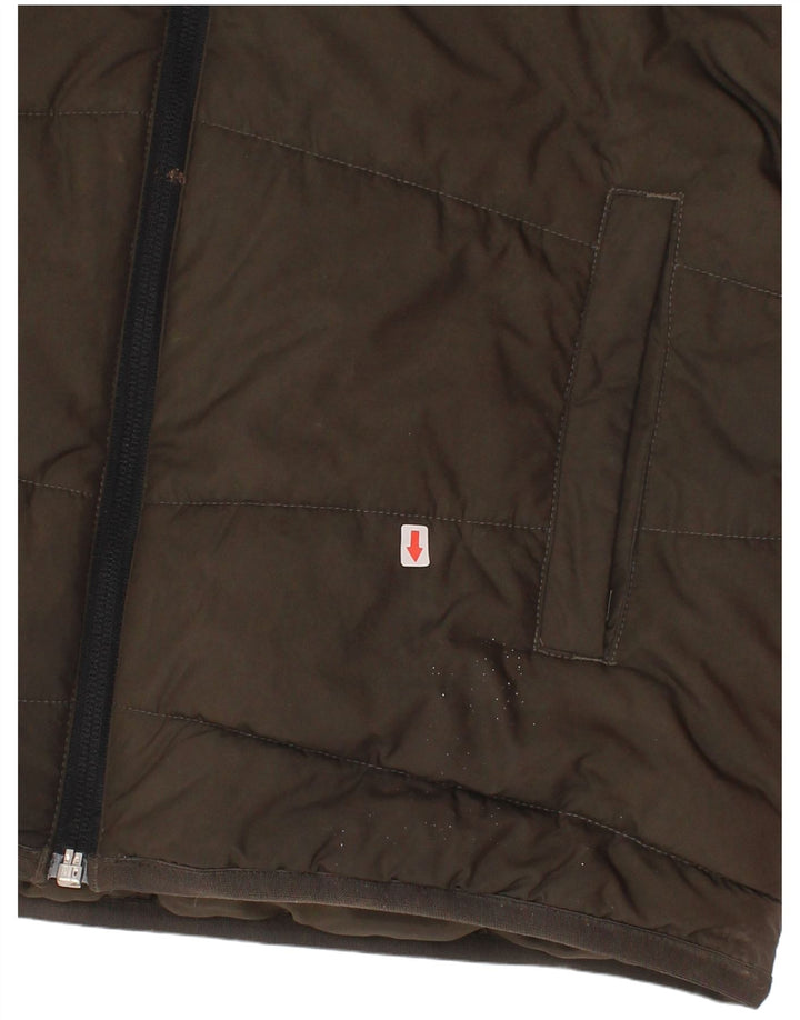 Chłopięca wyściełana kurtka z kapturem Adidas 9-10 lat Khaki, poliester z blokami kolorów