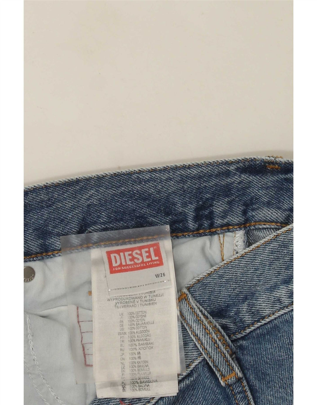 Damskie proste dżinsy Diesel W26 L31 Niebieskie bawełniane