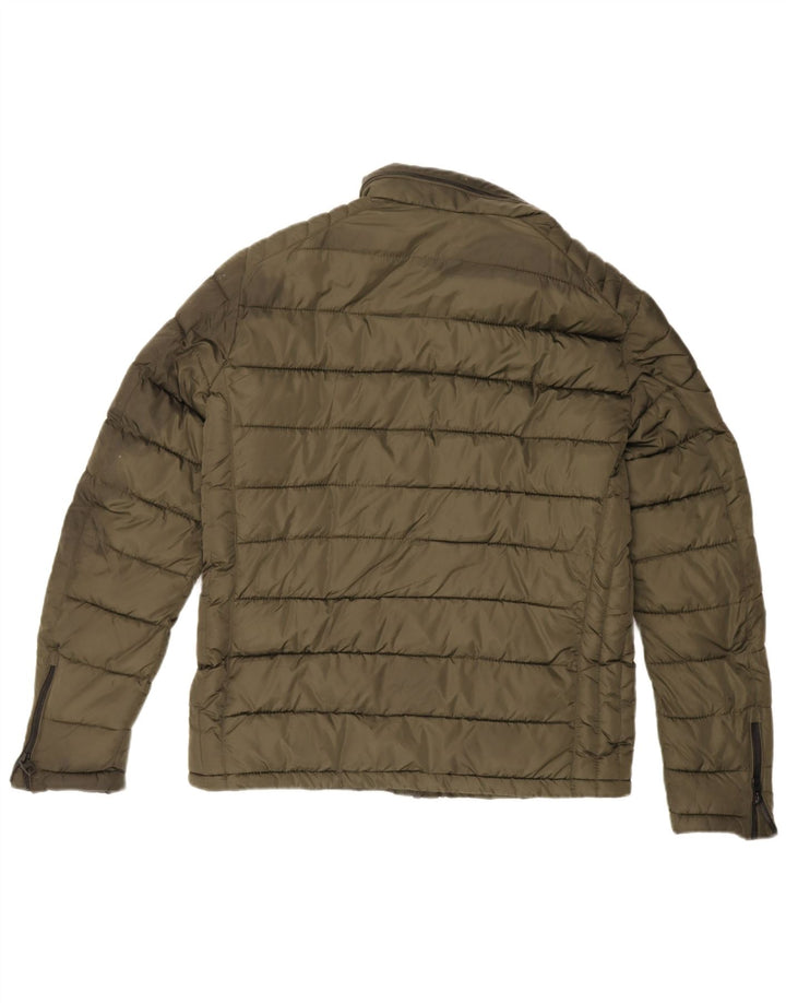 Męska ocieplana kurtka z kapturem Zara UK 40, duża, khaki, poliester