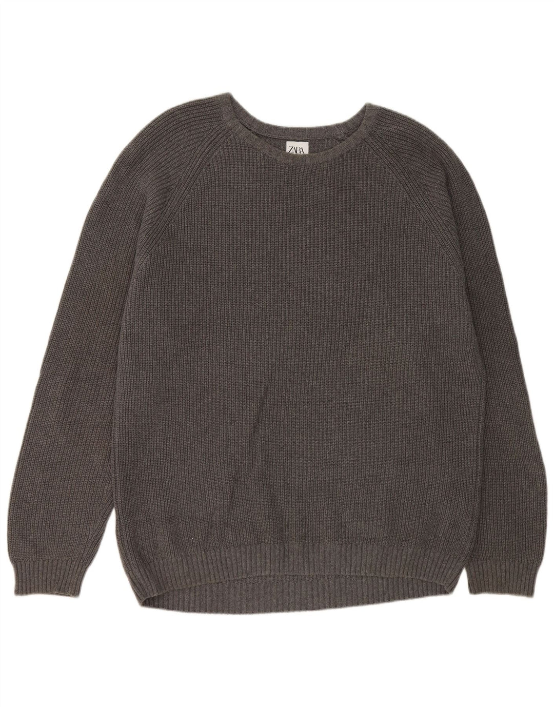 Męski sweter z dekoltem w łódkę Zara XL, szary, bawełniany
