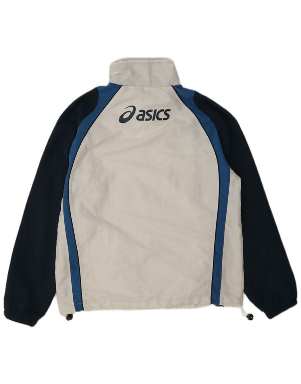 Męska kurtka dresowa Asics z graficznym topem, poliester w kolorze średniej bieli