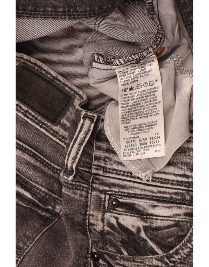 Damskie jeansy Levi's 570 Straight W32 L34 Szara bawełna