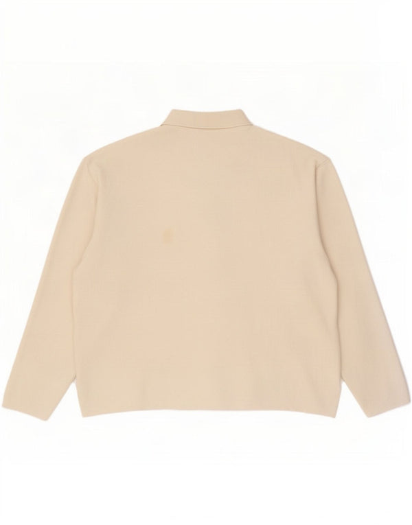 Męski sweter Zara z kołnierzem polo, duży, w kolorze złamanej bieli, wiskoza