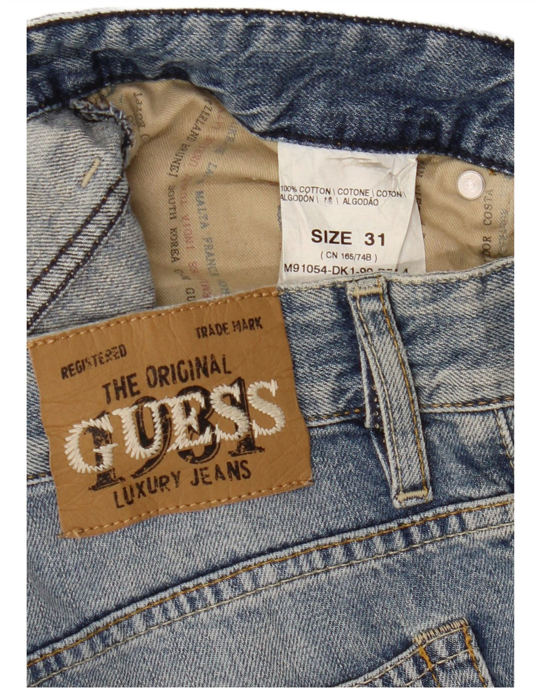 Guess Damskie Proste Dżinsy W31 L34 Niebieskie Bawełniane